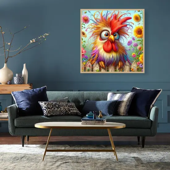 Chicken Diamond Painting Kits for Adults, DIY Flowers Diamond Art Kits for Beginners,5D Diamond Art Kits Round Full Drill Diamond Painting for Home Wall Decor Present 14&times;14inch {3}