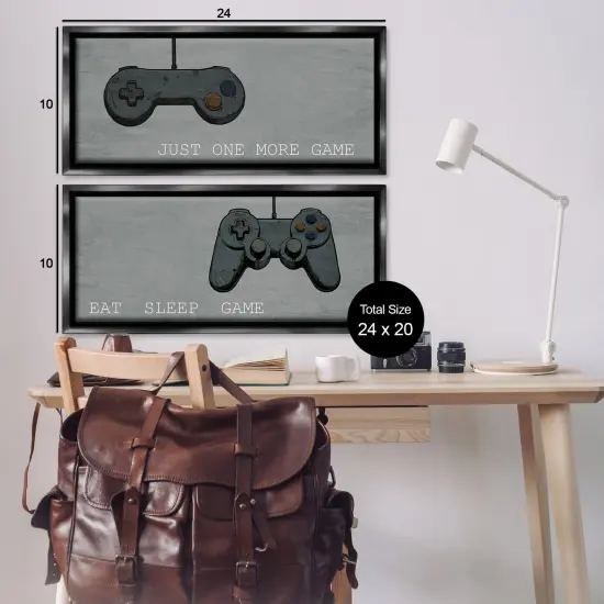 Stupell Industries Gamer Phrases on Grey 2pc Floating Frame Set Design by Kim Allen {3}
