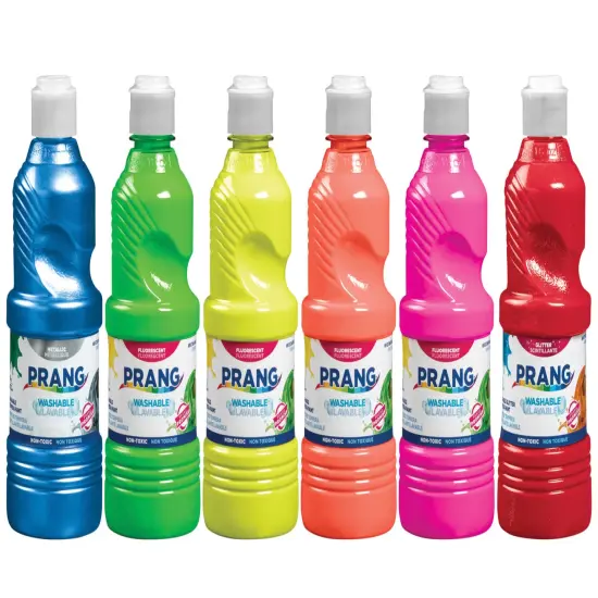 Prang Ready-to-Use Washable Tempera Paint Set, Assorted Metallic, Fluorescent, Glitter Colors,Pint Set of 6 {1}