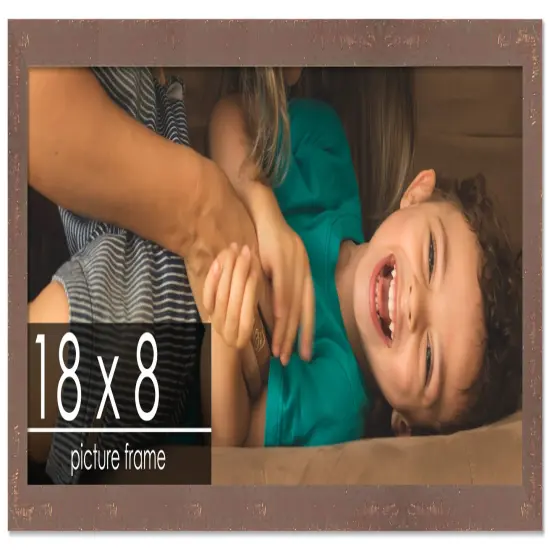 Panoramic Shabby Chic Brown Picture Frame - UV Acrylic, Foam Board Backing, Hanging Hardware {1}