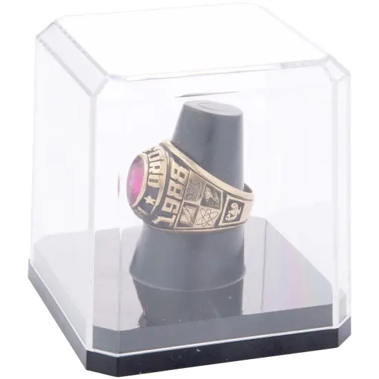 Pioneer Plastics 020CB Clear Acrylic Ring Finger Display Case with Black Base, 2.25" W x 2.25" D x 2.5" H {3}