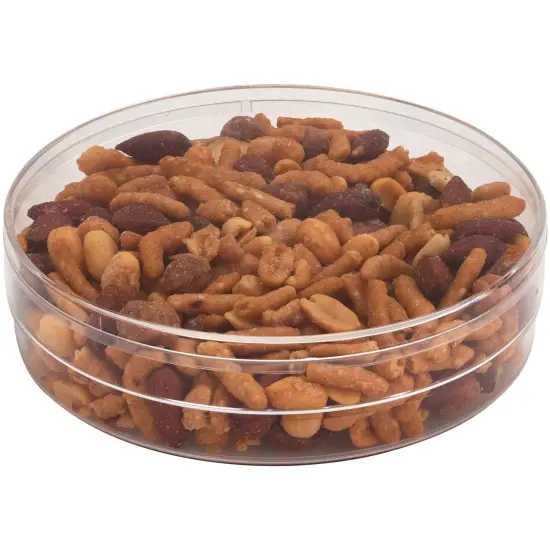 Pioneer Plastics 173C Clear Round Plastic Container with Frosted Bottom, 6" W x 1.375" H {4}