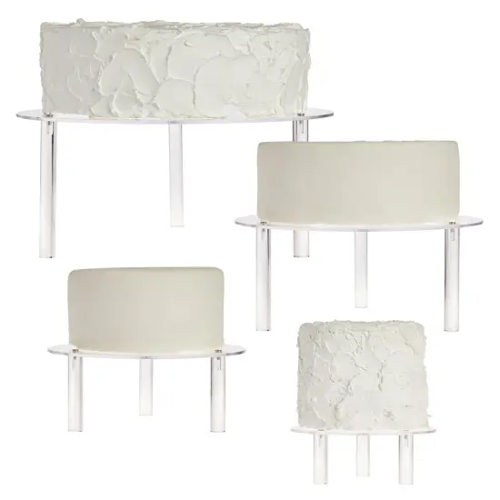 4 Piece Round Acrylic Cake Stand for Dessert Table, Clear Risers for Weddings, Birthday Parties, and Candy Bar (4 Sizes) {7}