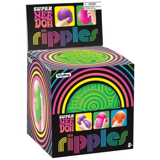 Schylling: Ripples Super NeeDoh - Surprise Style! (1) 4.25" Toy In Assorted Neon Colors & Textures, Doh-Filled, Stress Reliever, Squish-Squeeze-Pull {1}