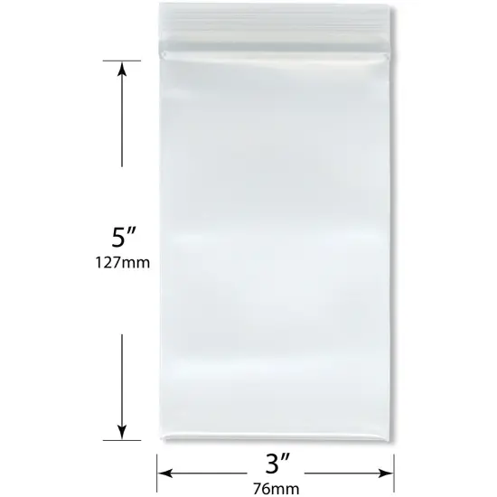 Plymor 3" x 5" (Pack of 100), 8 Mil Extra Thick Heavy Duty Zipper Reclosable Plastic Bags {3}