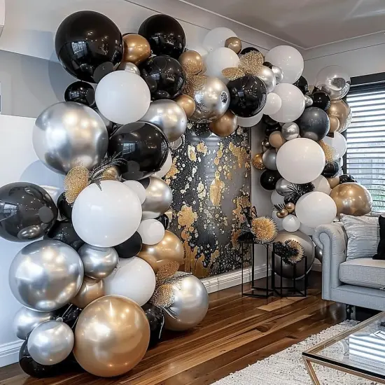 Black Balloons Double Stuffed Latex Balloon Garland Arch Kit Different Size 18/12/5 inch {2}