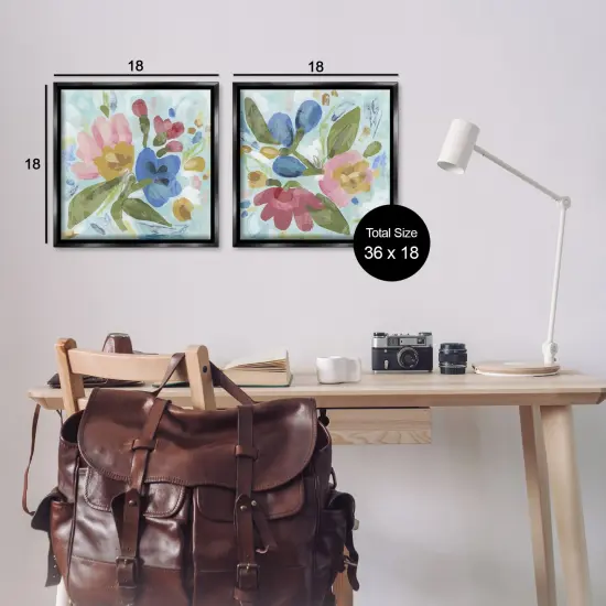 Stupell Industries Eclectic Flower Bundles 2pc Floating Frame Set Design by June Erica Vess {3}