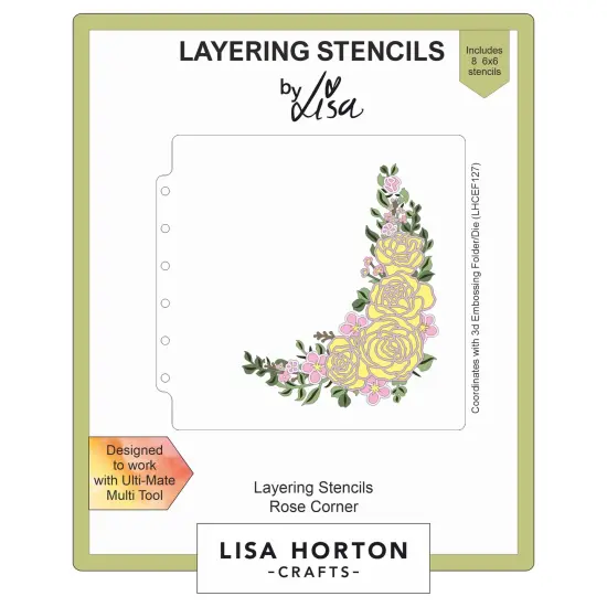 Lisa Horton Crafts Layering Stencils-Rose Corner {1}