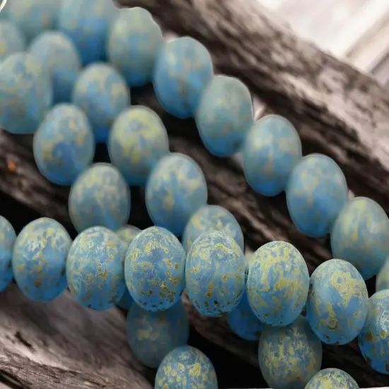 *10* 12mm Matte Capri Blue Travertine (Heavy) Round Druk Beads {2}