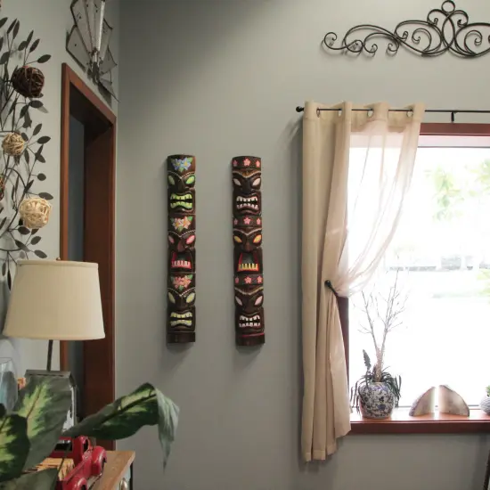 Zeckos Tiki Face Wall Masks &ndash; Hand-Carved 40&rdquo; Decor for Tiki Bars, Gardens {5}