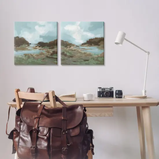 Stupell Industries Winding River Landscape Scene 2pc Canvas Wall Art Set Design by June Erica Vess  {2}