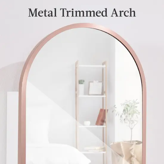 Best Choice Products Door/Wall Mounted Arch Mirror Jewelry Armoire, w/ Metal Frame, Lockable Door Rose Gold {3}