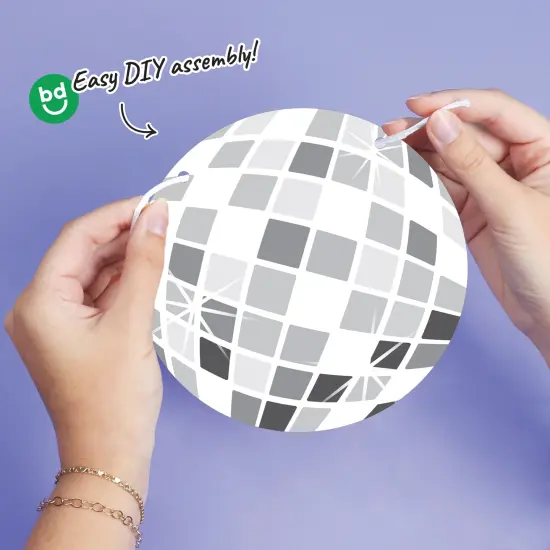 Big Dot of Happiness Disco Ball Garland Banner, 1970s Groovy Hippie Party Decorations, Retro Party Banner, 30 Feet of Cord, 15 Double-Sided Silver Disco Balls {4}