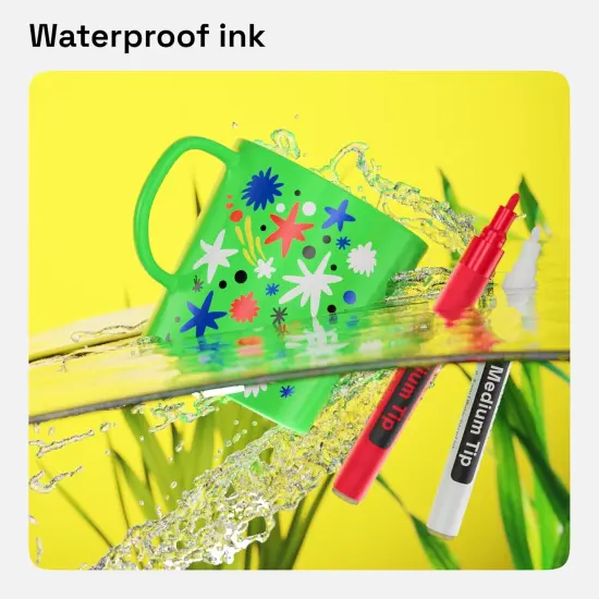 5 Oil-Based Permanent Paint Markers - Assorted Sets of Fine and Medium Tip Markers for Tire, Wood, Rock, Fabric, Glass, Ceramic, Metal, Plastic, and More - Quick Dry, Waterproof, Permanent {5}