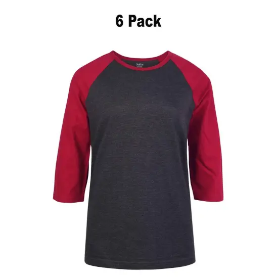 Cottonbell&reg; Ladies Baseball Three-Quarter Sleeve Vrewneck Tee Pack Of 6 {1}