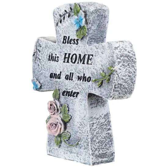 Northlight Bless This Home and All Who Enter Cross Statue - 6.75" Gray {5}