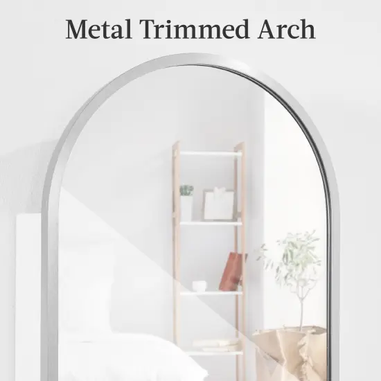Best Choice Products Door/Wall Mounted Arch Mirror Jewelry Armoire, w/ Metal Frame, Lockable Door Silver {3}
