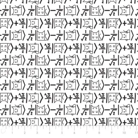 The Big Bang Theory Collection - Math Cat White Licensed Cotton Fabric by the Yard {1}