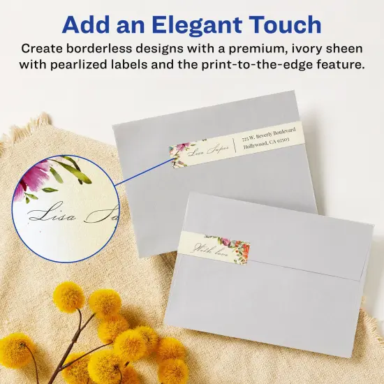 Avery Pearlized Ivory Rectangle Labels with Sure Feed Technology, Print-to-the-Edge, 2.5" x 7" {2}