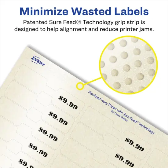 Avery Pearlized Ivory Barbell Labels with Sure Feed Technology, .5" x 2.5" {4}