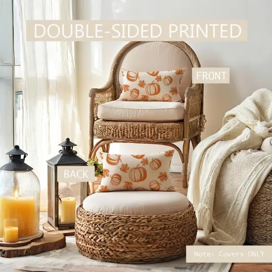 2Pack Fall Pumpkins Throw Pillow Covers 18x18 {2}