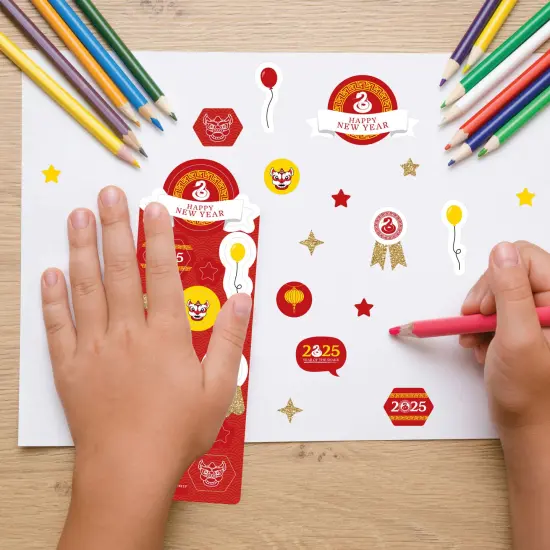Big Dot of Happiness 2025 Year of the Snake - Lunar New Year Favor Kids Stickers - 16 Sheets - 256 Stickers {7}
