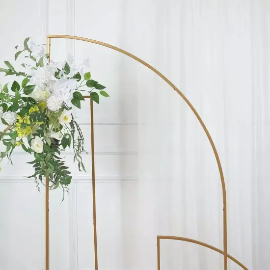 6 ft Gold Half Moon Metal Floral Display Frame Arch Backdrop Stand Party Events {2}