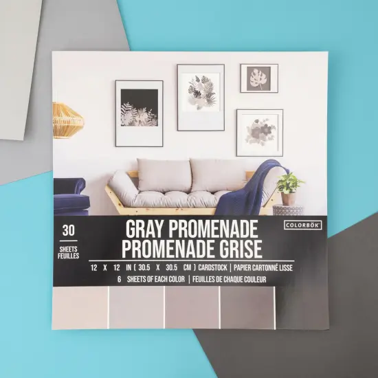 Colorbok 78lb Smooth Cardstock 12"X12" 30/Pkg-Gray Promenade, 5 Colors/6 Each {5}