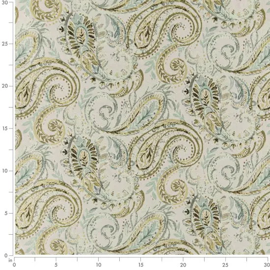 Lagoon - Green Paisley Upholstery Fabric 54 Inches" {3}
