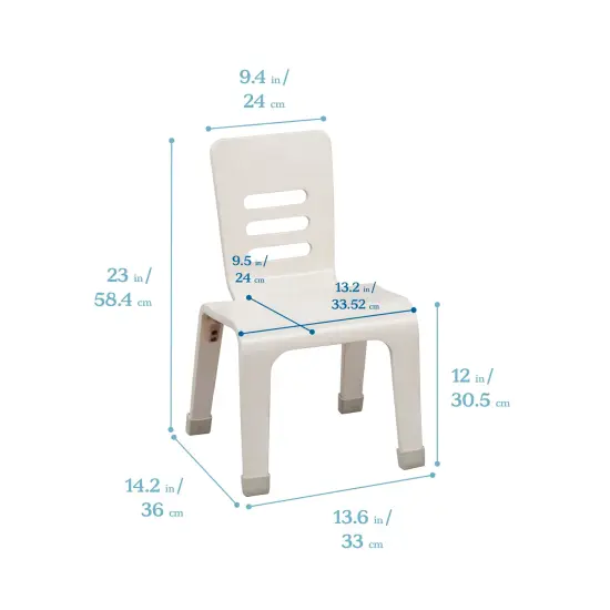 Bentwood Chair, 12in Seat Height, Stackable Seats, 2-Pack White Wash {2}