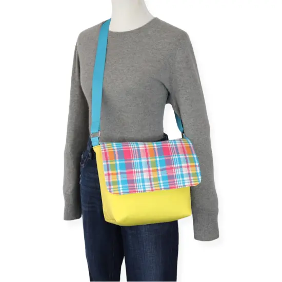 Crosscut Sewing Co.&reg; Messenger Bag Sewing Project Kit for Beginners Madras yellow {5}