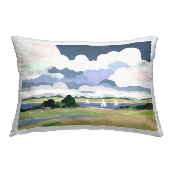 Billowing Clouds Countryside Outdoor Printed Pillow Design by Jennifer Brinley, 14 x 7 x 20 {1}