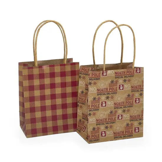 Festive Assorted Holiday Gift Bags 4.5" x 2.625" x 5.375" {2}