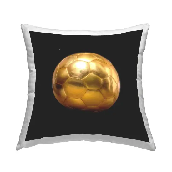 Gold Designer Soccer Ball Decorative Printed Throw Pillow Design by Graffitee Studios, 18 x 7 x 18 {1}