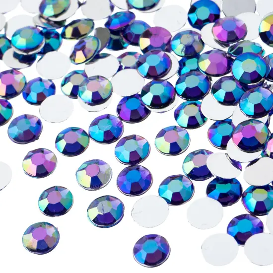 John Bead 8mm (SS39) Round Acrylic Flat Back Rhinestones, 1000pcs Purple AB {1}