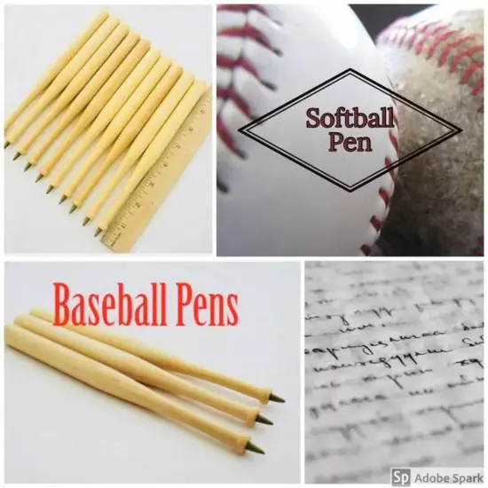 Kitcheniva 10 Pcs 8" x 5/8" Maple Wood Baseball Pens Baseball Party Favor Gift {5}