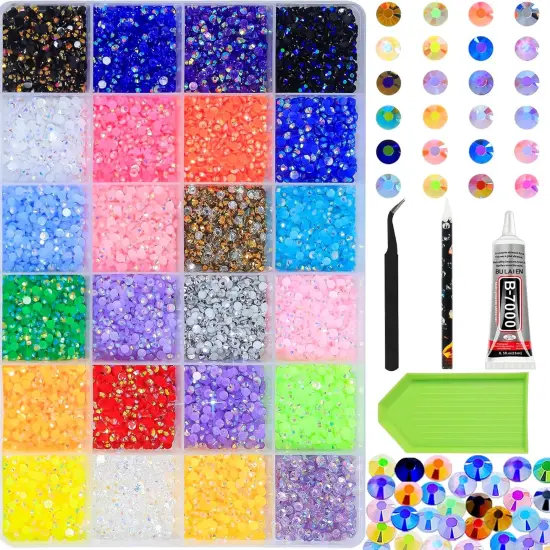 18000Pcs 3mm Flatback Jelly Rhinestones &ndash; Multicolor Gems with 15ml B7000 Glue {1}