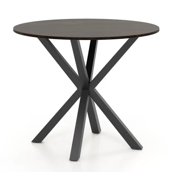 36 Inch Round Dining Table with Rubber Wood Legs and Pedestal Base Brown {1}