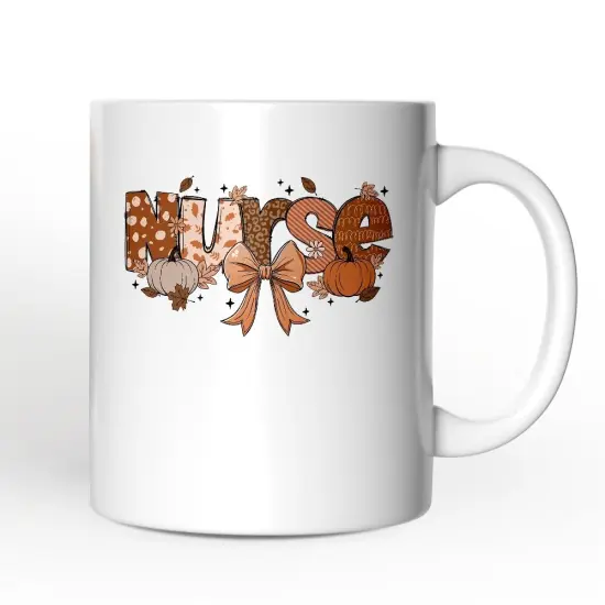 Nurse Coquette Autumn Mug, Cozy Fall Pumpkins Gift {1}
