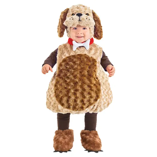 Toddler Puppy Costume Plush Swirl Fur Bodysuit Hood and Shoe Covers {1}