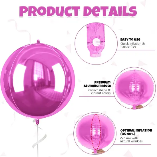 22 Inch Big Round Foil Balloon(Pink Green) {4}