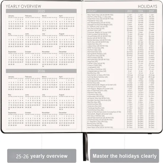 2025-2026 Planner - Academic Planner 2025-2026, 12-Months 25-26 Planners Weekly and Monthly, Jul. 2025 - Jun. 2026, 5.75" x 8.25", Saffiano Leather with Thick Paper, Back Pocket with 40 Notes Pages {5}