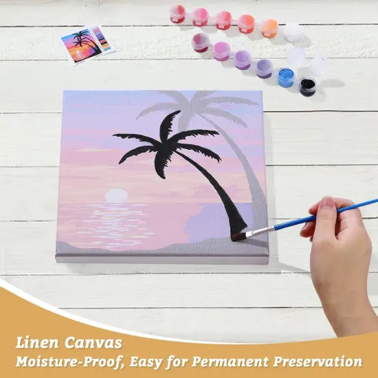 10 Pcs Pre Drawn Canvas Paint Kit - 8 x 8 (Scenery) {4}