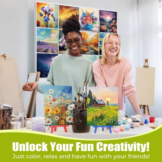 24 Pack Flower Scenery Pre Drawn Canvas Painting Kits {5}