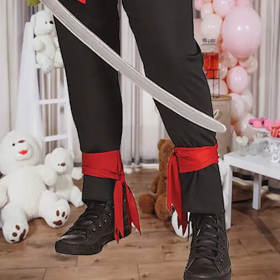 Skull Ninja Black Child Costume with Red Mask and Hooded Jumpsuit {4}