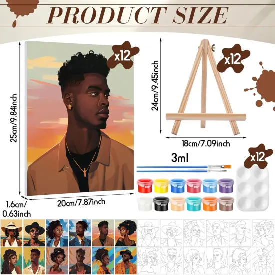 12 Pack Pre Drawn Canvas Painting Kits - 8" x 10" (Adult Couples) {2}