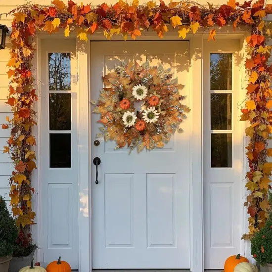 Fall Classic Pumpkin Harvest Wreath (24 Inch) {1}