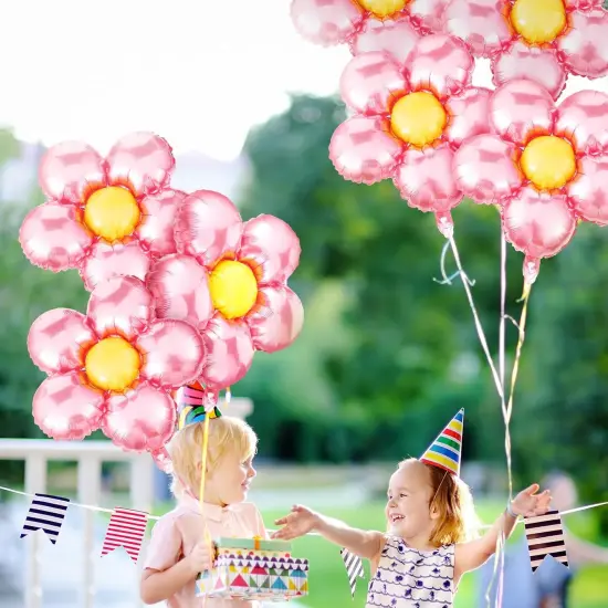 12 Pcs Light Pink Flower Balloon Huge Aluminum Foil(pink) {6}