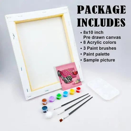 Pre Drawn Canvas Painting Kit - Girl's Heels and Lipstick (8x10) {5}
