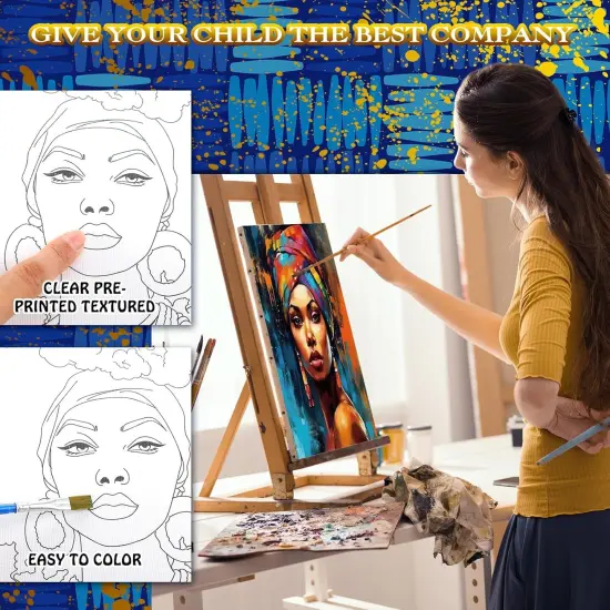 12 Pcs Pre Drawn Canvas - 8 x 8 Inch (Black Girl) {3}